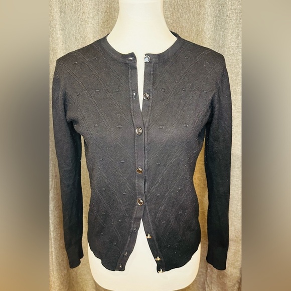 dear rose Sweaters - Elegant Black Button-Up Women's Cardigan